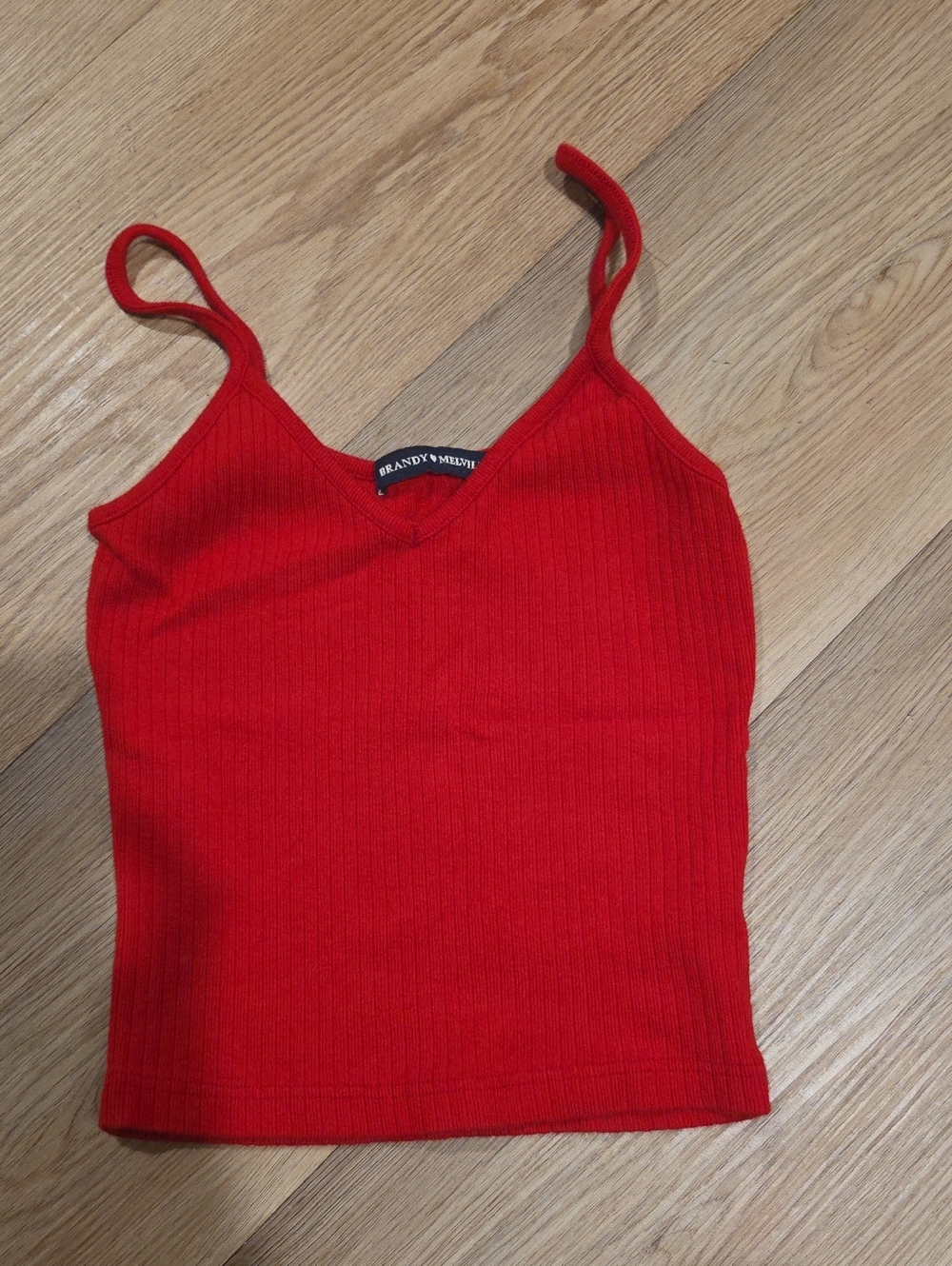 Brandy Melville Bright Red Ribbed V-Neck Cami